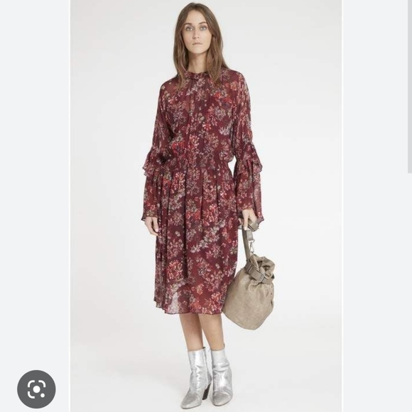 IRO Dresses & Skirts - Iro AAMITO Floral Sheer Midi Dress